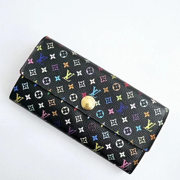 Louis Vuitton Black Murakami Monogram Multicolore Long Sarah Wallet - Picture 3 of 10